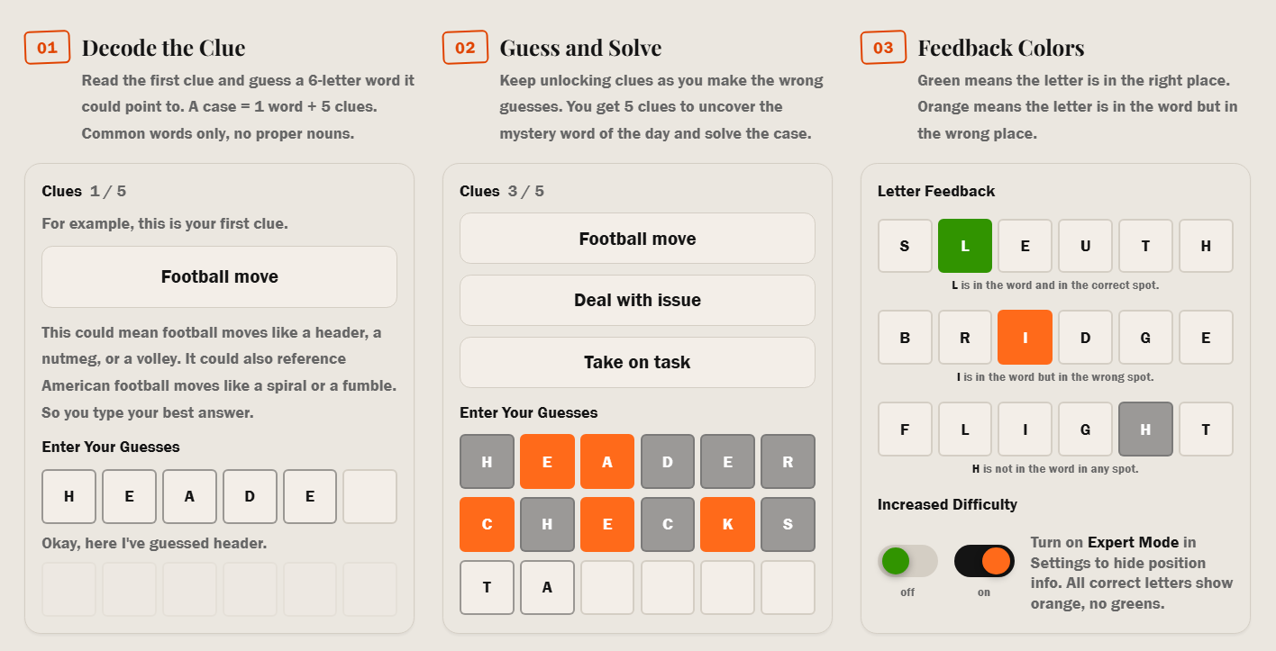 The old static How to Play page with three steps and animated mockups